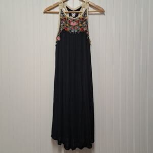 Anthropologie AKEMI + KIN Mosley Dress Womens S Black Floral Embroidered Boho